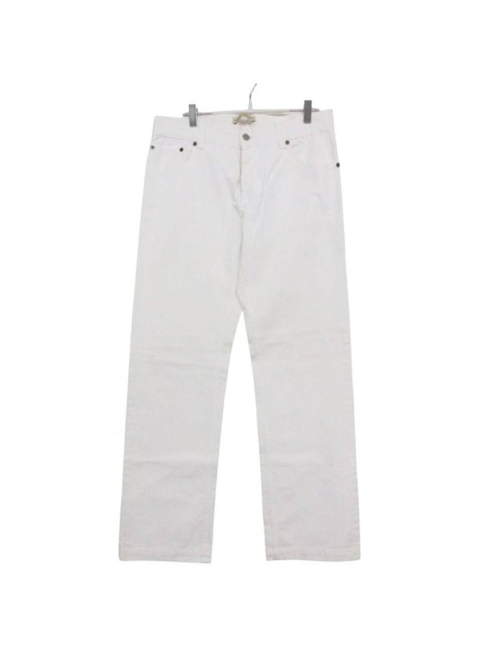 Balenciaga Denim Pants Nicola Era Button Fly Jeans Logo Embroidery White